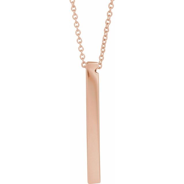 14K Gold Engravable Three-Sided Bar Pendant