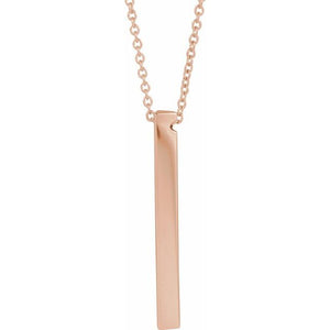 14K Gold Engravable Three-Sided Bar Pendant