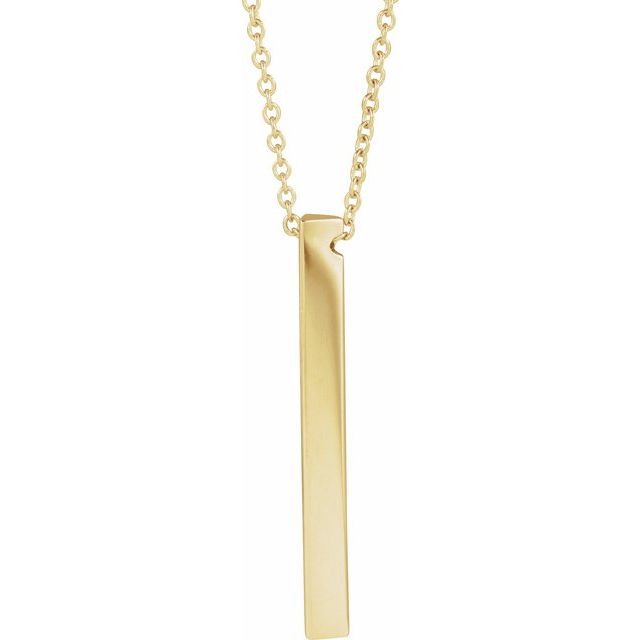 14K Gold Engravable Three-Sided Bar Pendant