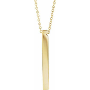 14K Gold Engravable Three-Sided Bar Pendant