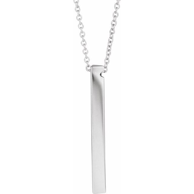 Engravable Three-Sided Bar Necklace in 14K Gold, Sterling Silver & Platinum