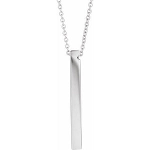 Engravable Three-Sided Bar Necklace in 14K Gold, Sterling Silver & Platinum