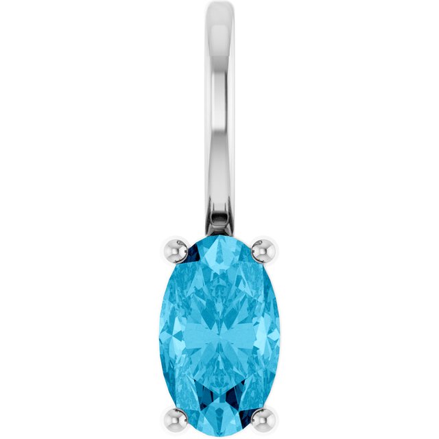 Natural Aquamarine Solitaire Charm Pendant Set in 14K Gold, Silver & Platinum