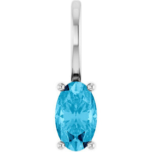 Natural Aquamarine Solitaire Charm Pendant Set in 14K Gold, Silver & Platinum