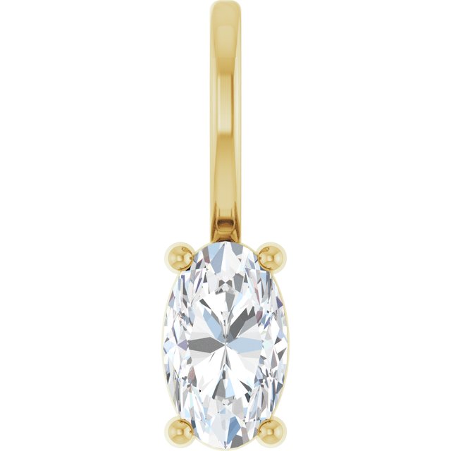 14K White Gold Natural Aquamarine Solitaire Pendant Charm - 5x3 mm