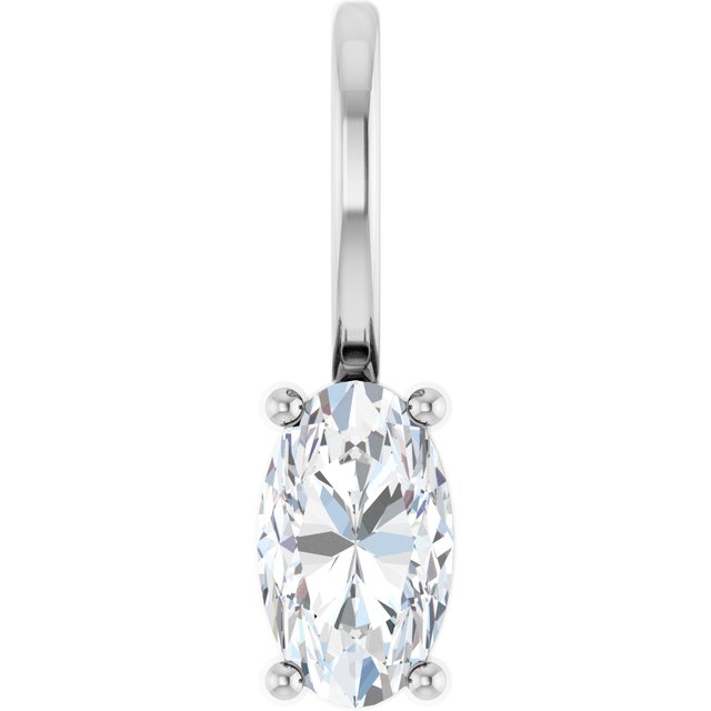 14K White Gold Natural Aquamarine Solitaire Pendant Charm - 5x3 mm