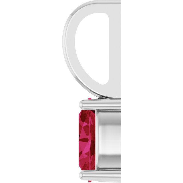 Lab-Grown Ruby Solitaire Charm Pendant | 14K Gold, Silver & Platinum | Oval | Polished