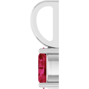 Lab-Grown Ruby Solitaire Charm Pendant | 14K Gold, Silver & Platinum | Oval | Polished