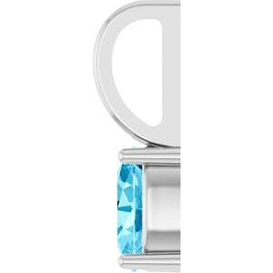 Natural Aquamarine Solitaire Charm Pendant | 14K Gold, Silver & Platinum | Oval | Polished