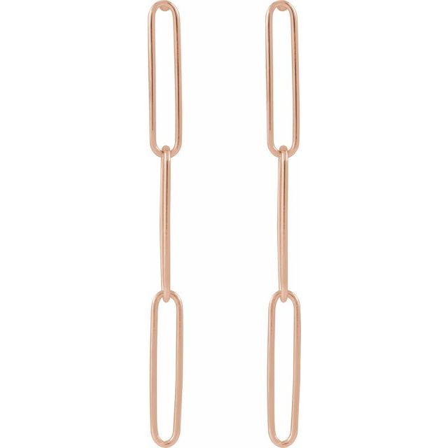 14K Yellow Gold Paperclip Earrings - Elegant Daily Wear