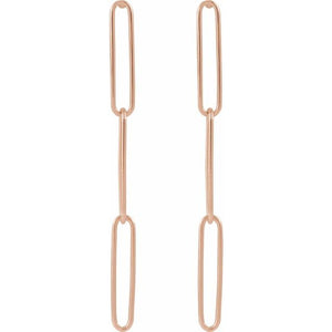 14K Yellow Gold Paperclip Earrings - Elegant Daily Wear