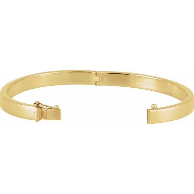 14K Yellow Gold, 6 mm Tube Design Hinged Bangle Bracelet - Elegant Luxury