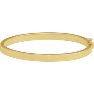 14K Yellow Gold, 6 mm Tube Design Hinged Bangle Bracelet - Elegant Luxury