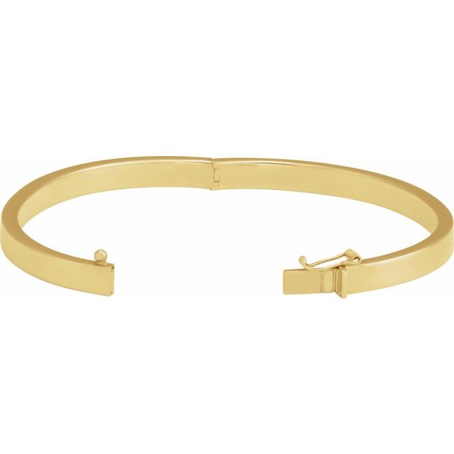 14K Yellow Gold, 6 mm Tube Design Hinged Bangle Bracelet - Elegant Luxury