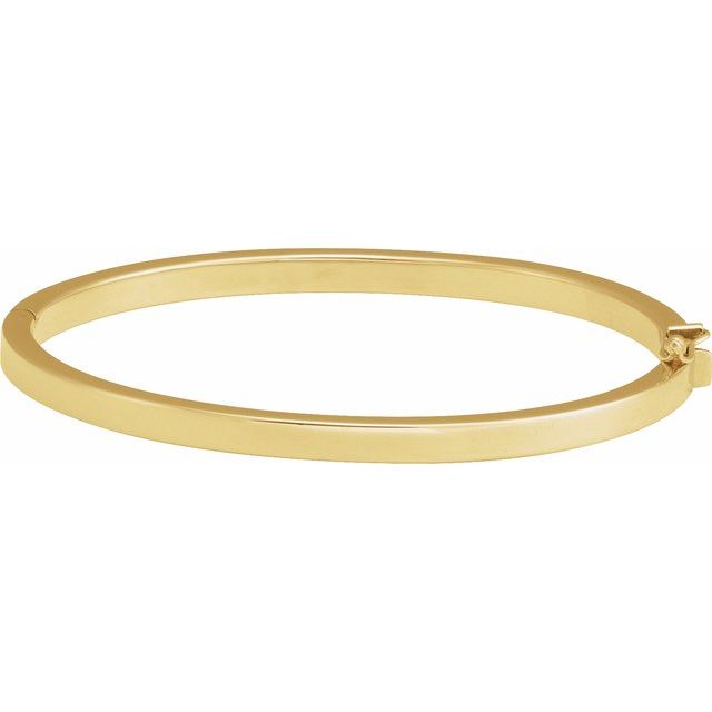 14K Yellow Gold, 6 mm Tube Design Hinged Bangle Bracelet - Elegant Luxury