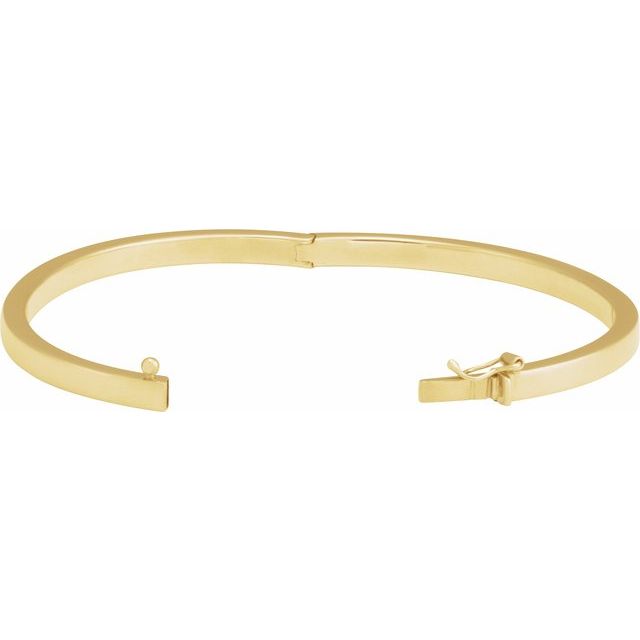 14K Yellow Gold, 6 mm Tube Design Hinged Bangle Bracelet - Elegant Luxury