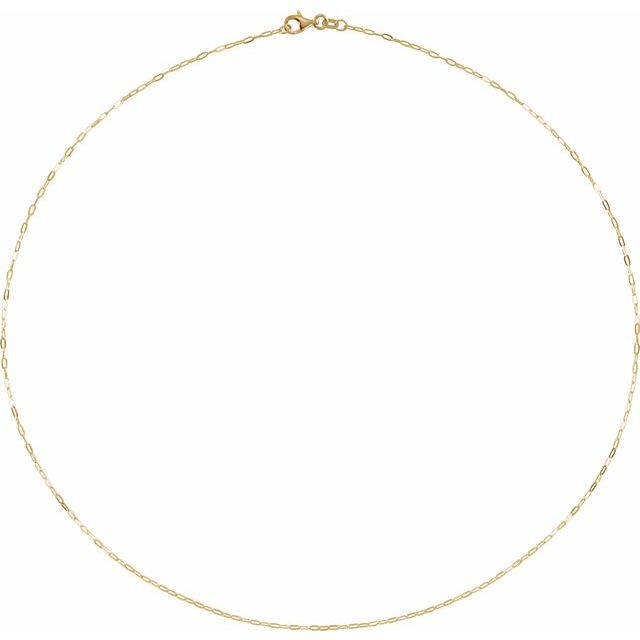 14K Yellow Gold 1.25 mm Paperclip-Style 16" Chain