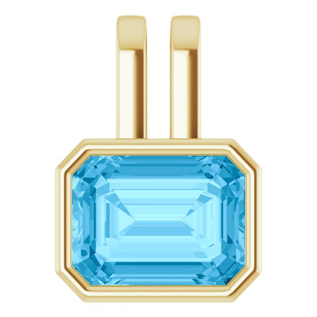 14K Gold Natural Swiss Blue Topaz Pendant
