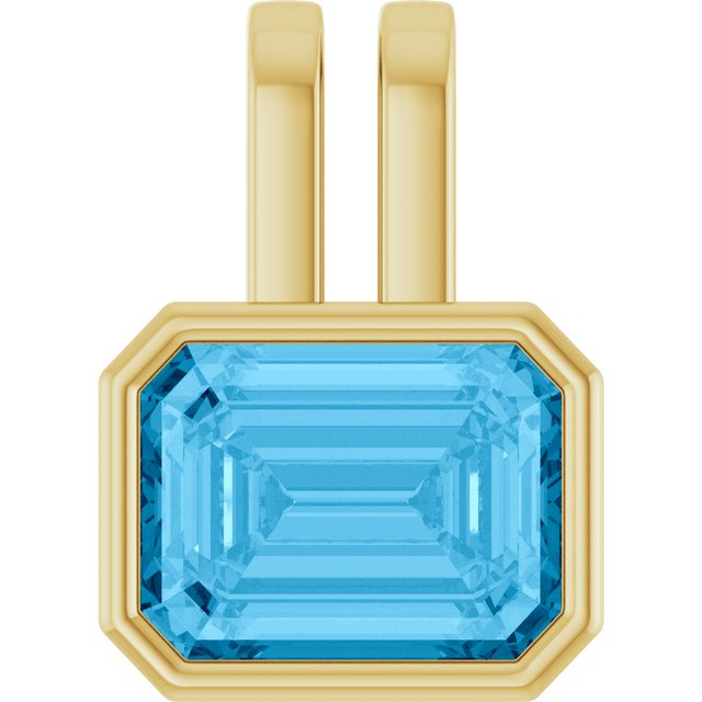 Natural Swiss Blue Topaz Pendant in 14K Gold, Silver & Platinum