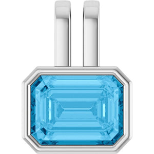 Natural Swiss Blue Topaz Pendant in 14K Gold, Silver & Platinum