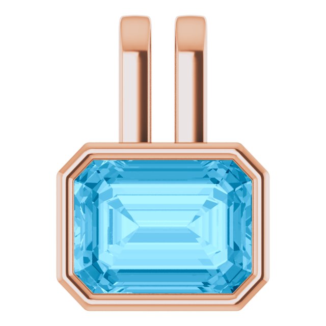 14K Gold Natural Swiss Blue Topaz Pendant