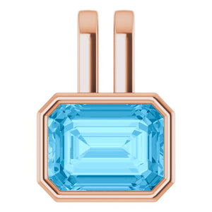 14K Gold Natural Swiss Blue Topaz Pendant