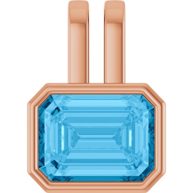 Natural Swiss Blue Topaz Pendant in 14K Gold, Silver & Platinum