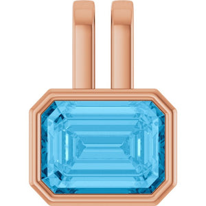 Natural Swiss Blue Topaz Pendant in 14K Gold, Silver & Platinum