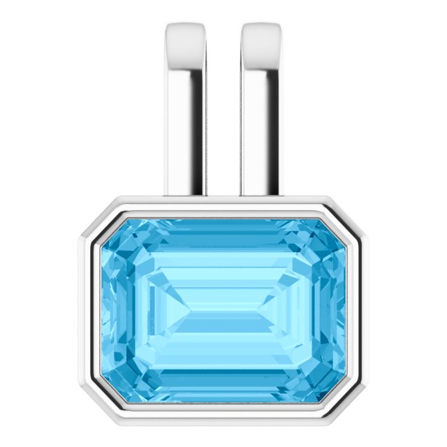 14K Gold Natural Swiss Blue Topaz Pendant