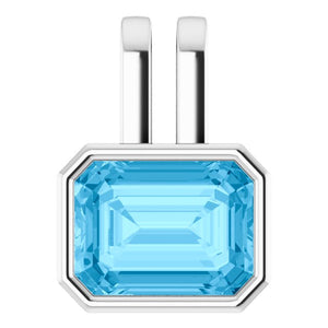 14K Gold Natural Swiss Blue Topaz Pendant