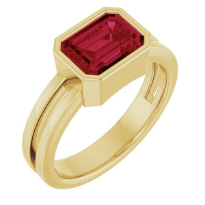 14K Gold Lab-Grown Emerald Solitaire Ring