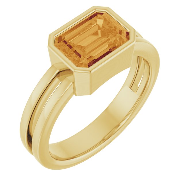 14K Gold Lab-Grown Emerald Solitaire Ring