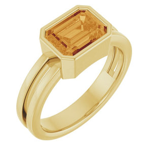 14K Gold Lab-Grown Emerald Solitaire Ring