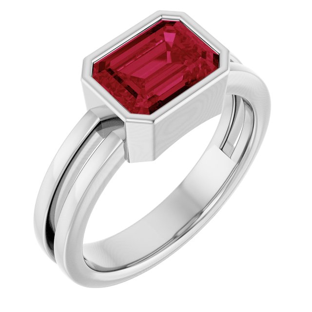 14K Gold Lab-Grown Emerald Solitaire Ring