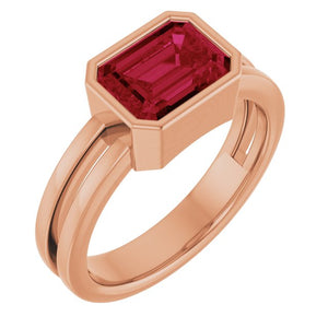 14K Gold Lab-Grown Emerald Solitaire Ring