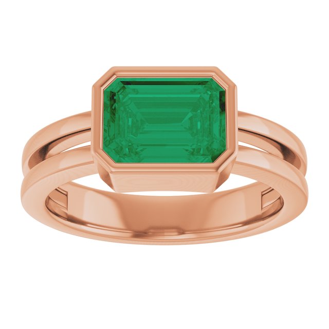 14K Gold Lab-Grown Emerald Solitaire Ring