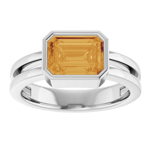 14K Gold, Sterling Silver & Platinum Natural Citrine Ring - Options Available