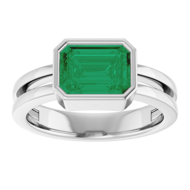 Lab-Grown Emerald Solitaire Ring