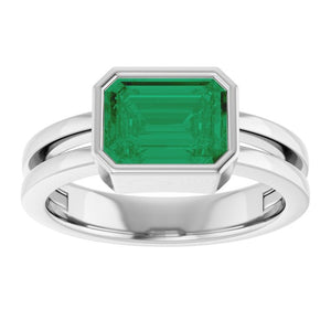Lab-Grown Emerald Solitaire Ring