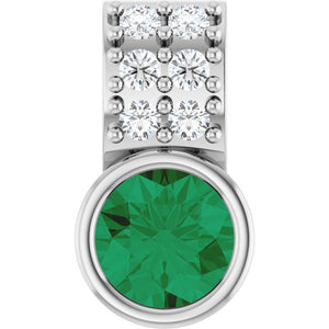 14K Gold Natural Emerald and Natural Diamond Pendant - Options Available