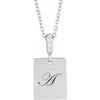 14K White Gold .02 CTW Natural Diamond Engravable Necklace 16-18”