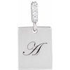 14K White Gold Polished Diamond Pendant with Engravable Surface - 0.02 CTW Natural Diamond