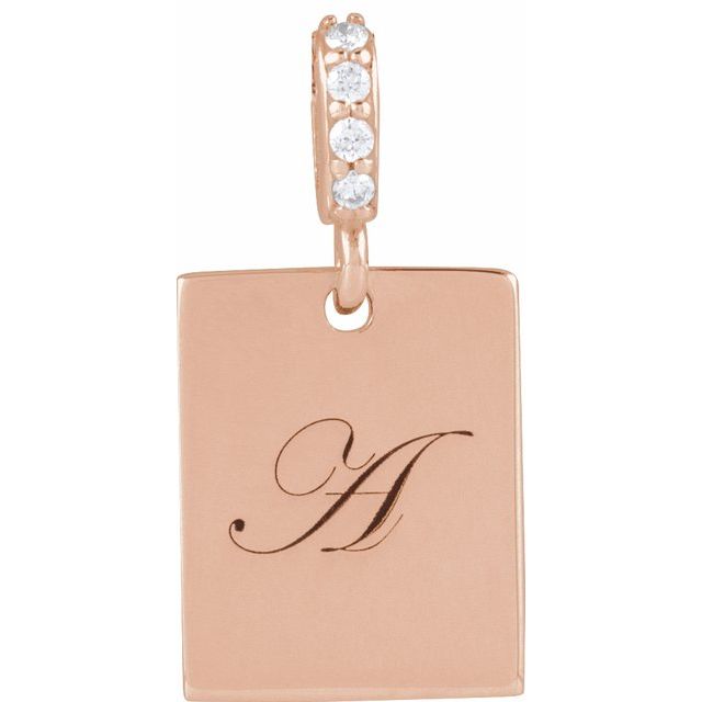 14K White Gold Polished Diamond Pendant with Engravable Surface - 0.02 CTW Natural Diamond