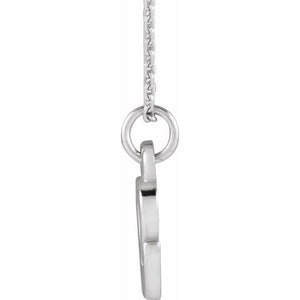 14K White Gold 12.45x6.75 mm Petite Initial B Necklace