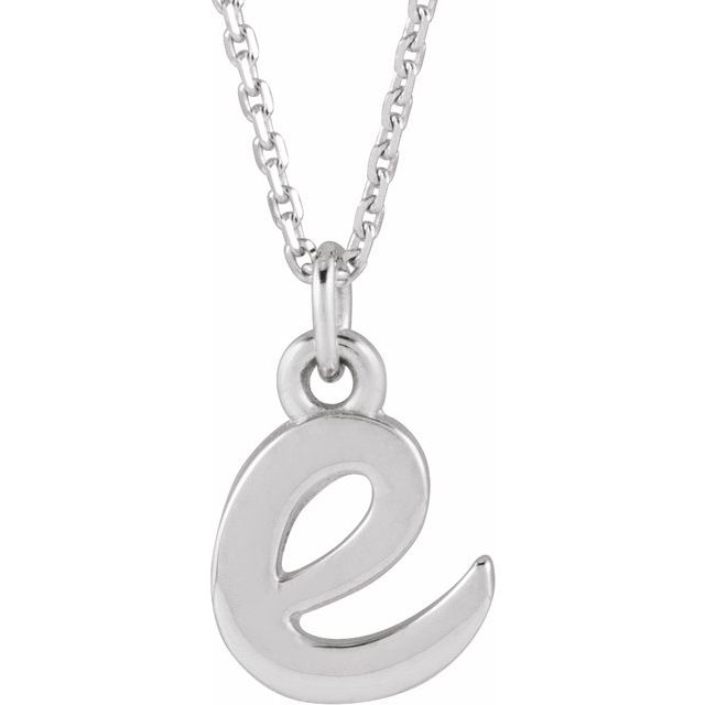 14K White Gold 12.45x6.75 mm Petite Initial B Necklace