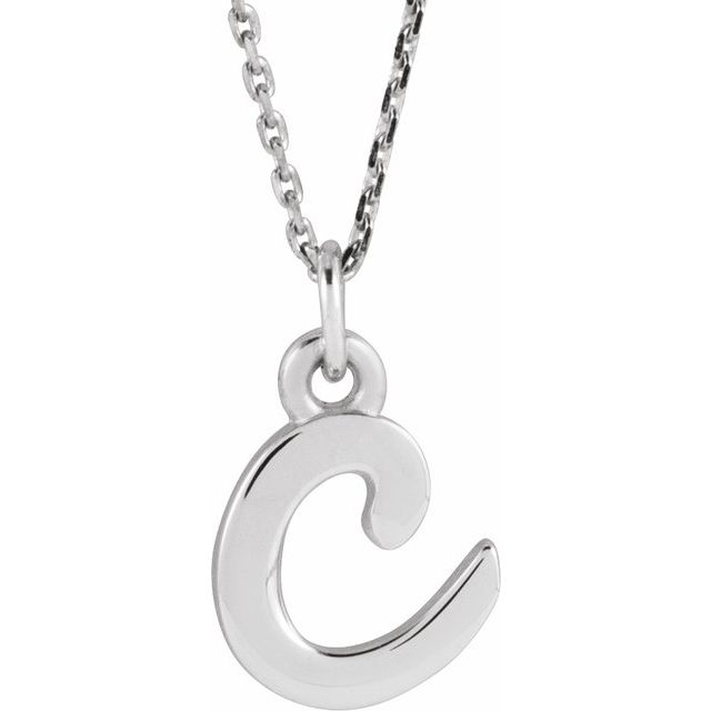 14K White Gold 12.45x6.75 mm Petite Initial B Necklace