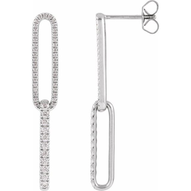 14K Gold Lab-Grown Diamond Elongated Link Earrings