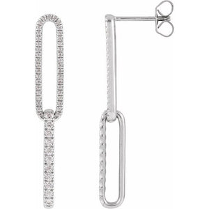 14K Gold Lab-Grown Diamond Elongated Link Earrings