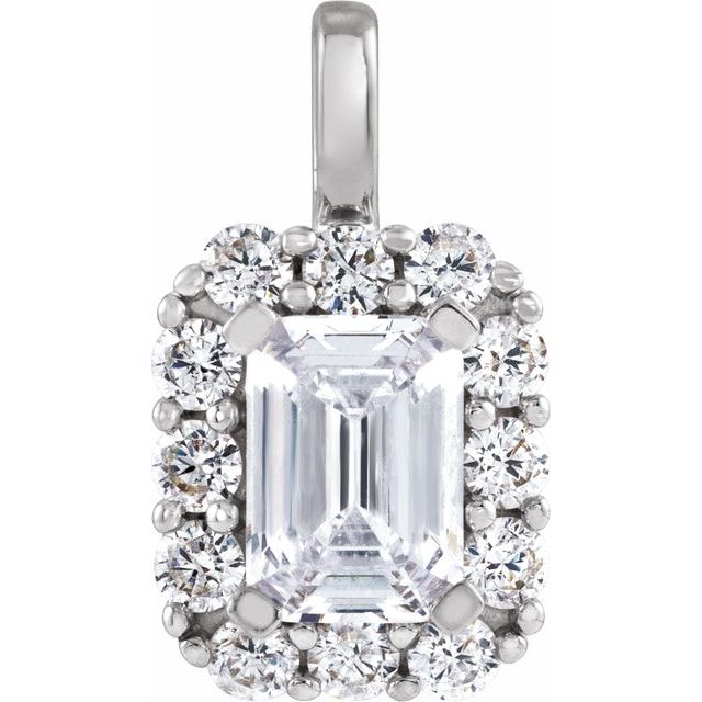 14K Gold Lab-Grown Diamond Halo-Style Pendant