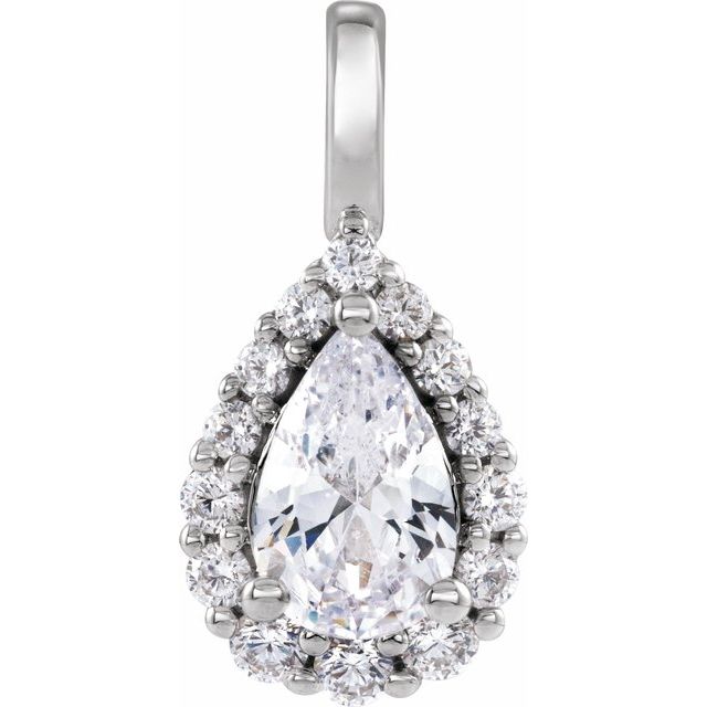14K Gold Lab-Grown Diamond Halo-Style Pendant